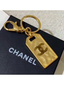 Chanel Metal Tag Bag Charm and Key Holder Gold 2019