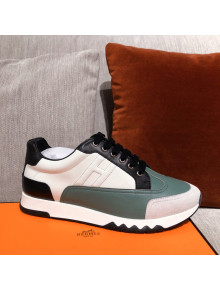 Hermes Trail Calfskin Sneakers Green 2021 04 (For Women and Men)