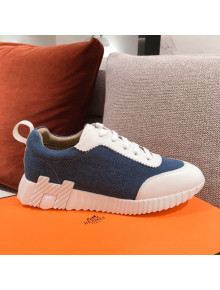 Hermes Bouncing Canvas Sneakers Denim Blue 2021 05 (For Women and Men)