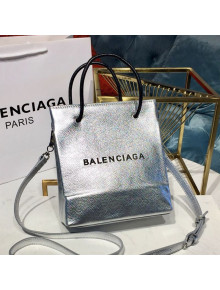 Balenciaga Calfskin North-South Mini Shopping Tote Bag Silver 2018