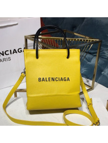 Balenciaga Calfskin North-South Mini Shopping Tote Bag Yellow 2018