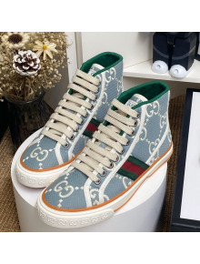 Gucci Tennis 1977 High Top Sneakers in Light Blue GG Cotton 2020 (For Women and Men)