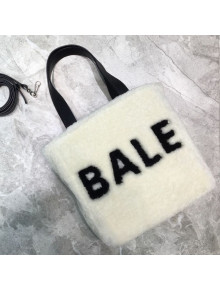 Balenciaga Shearling Small Shopping Tote White 2019