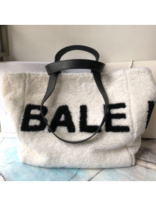 Balenciaga Shearling Large Shopping Tote White 2019