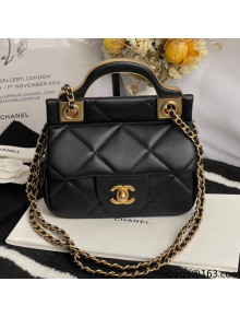 Chanel Hanger Calfskin Mini Flap Bag With Top Handle Black Fall 2021