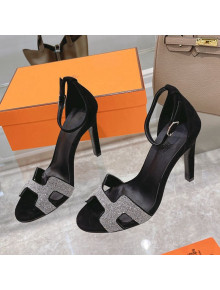 Hermes Premiere Crystal H Heel 10.5cm Sandals Black 2021 01