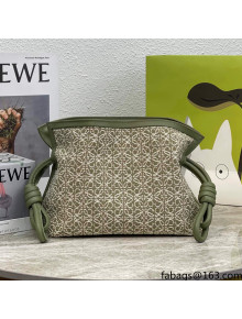 Loewe Mini Flamenco Clutch in Anagram Jacquard and Calfskin Green 2022