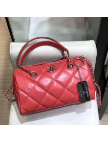 Chanel Quilted Calfskin Small Bowling Bag AS1321 Red/Silver 2019