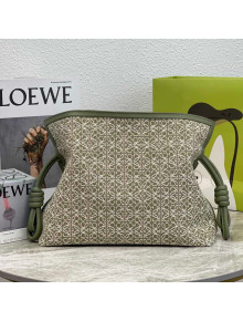 Loewe Flamenco Clutch in Anagram Jacquard and Calfskin Green 2022