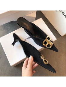 Balenciaga Kitten Heel BB Mules Black 2018