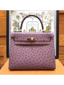 Hermes Original Ostrich Leather Kelly 25cm/28cm Lilac