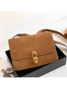 Saint Laurent Carre Satchel Box Bag in Suede 585060 Brown 2019