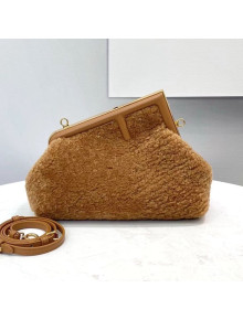 Fendi First Small Wool Sheepskin Bag Brown 2021 80018M