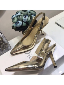 Dior Sweet-D 9.5cm High-Heeled Pump in Gold-tone Mirror Calfskin 2018