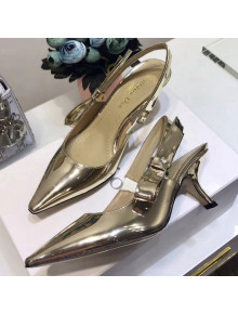 Dior Sweet-D 6.5cm High-Heeled Pump in Gold-tone Mirror Calfskin 2018