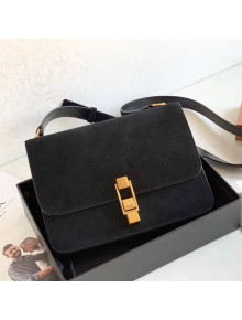 Saint Laurent Carre Satchel Box Bag in Suede 585060 Black 2019