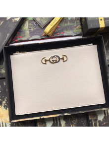 Gucci Zumi Grainy Leather Pouch 570728 White 2019