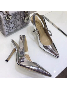 Dior Sweet-D 9.5cm High-Heeled Pump in Silver-tone Mirror Calfskin 2018