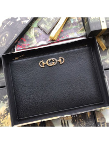 Gucci Zumi Grainy Leather Pouch 570728 Black 2019