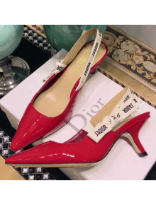 Dior Slingback In Patent Calfskin With J'Adior Ribbon 6.5 cm Red 2018