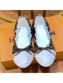 Louis Vuitton Monogram Canvas and Studded Patent Leather Flat Ballerinas White 2019