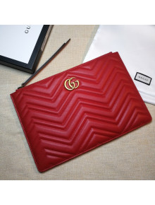 Gucci GG Marmont Matelassé Leather Pouch 476440 Red 2020