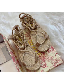 Dior Diorexpress Embroidered and Woven Cotton Sandal Beige 2020