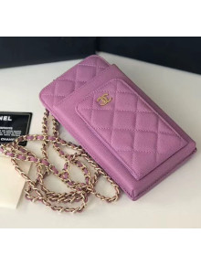 Chanel Grained Calfskin Classic Clutch With Chain AP0990 Purple 2020