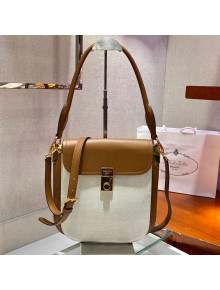 Prada Canvas and Leather Shoulder Bag 1BG250 White/Brown 2021