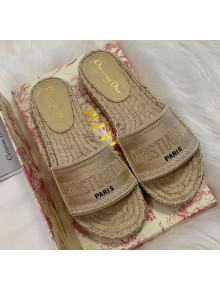 Dior Granville Embroidered Cotton Espadrille Mule Beige 2020