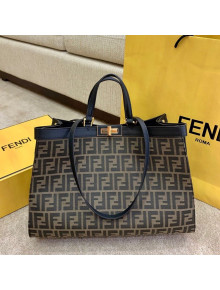 Fendi Peekaboo X-Tote FF Canvas Tote Bag Brown/Black 2021