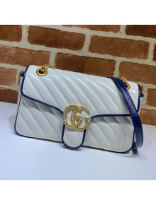 Gucci GG Diagonal Marmont Super Small Shoulder 443497 White/Blue 2021