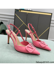 Valentino VLOGO SIGNATURE Patent Leather Slingback Pump with 8cm Heel Pink 2022