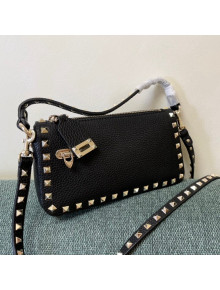 Valentino Small Rockstud Grainy Calfskin Crossbody Bag Black 2021 5500