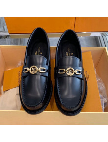 Louis Vuitton Chess Glazed Leather Flat Loafers Black 2021