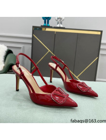 Valentino VLOGO SIGNATURE Calfskin Slingback Pump with 8cm Heel Deep Red 2022