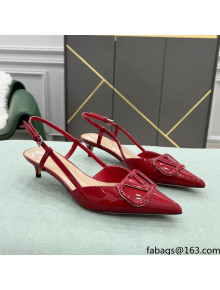 Valentino VLOGO SIGNATURE Calfskin Slingback Pump with 4cm Heel Deep Red 2022