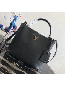 Prada Double Saffiano Leather Bucket Bag 1BA211 Black 2019