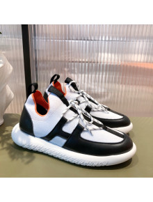 Hermes Duel Knit and Calfskin Sneakers White/Black 2021 04