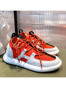 Hermes Duel Knit and Calfskin Sneakers Orange/White 2021 