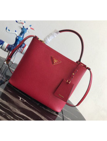 Prada Double Saffiano Leather Bucket Bag 1BA211 Red 2019