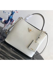 Prada Double Saffiano Leather Bucket Bag 1BA211 White 2019