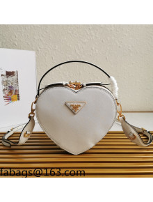 Prada Saffiano Leather Heart Shaped Mini Bag 1BH144 White 2021