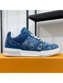 Louis Vuitton Men's Trainer Monogram Denim Sneakers Blue 2021