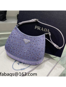 Prada Cleo Satin Bag with Crystals 1BC169 Wisteria Purple 2021