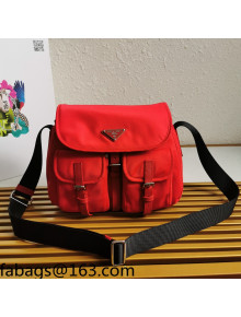 Prada Nylon Shoulder Bag 1BD225 Fire Red 2021