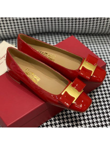 Salvatore Ferragamo Patent Leather Bow Pumps 2.5cm Red 2021