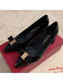 Salvatore Ferragamo Alice Vara Bow Patent Leather Pumps 5.5cm Black 2021