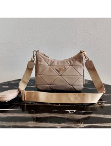 Prada System Nappa Lambskin Patchwork Shoulder Bag 1BC151 Nude 2021