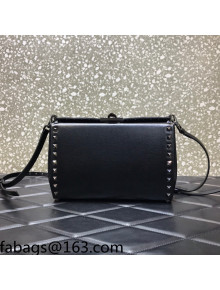 Valentino Rockstud Alcove Grainy Calfskin Crossbody Bag All Black 2021 0061